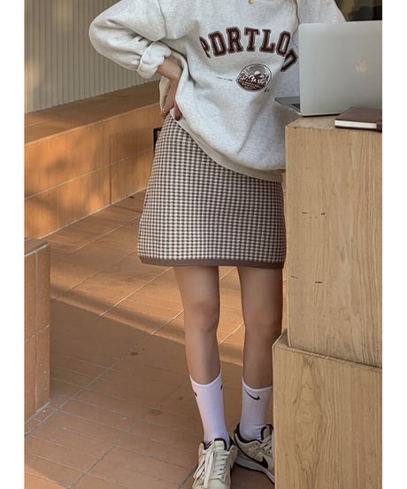 knit short skirt/2color