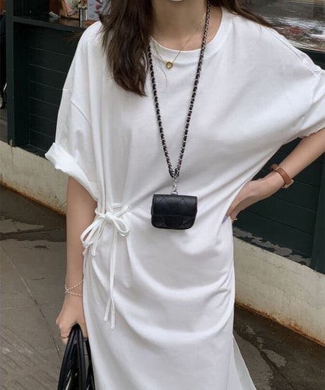 side ribbon T-shirt OP/2color