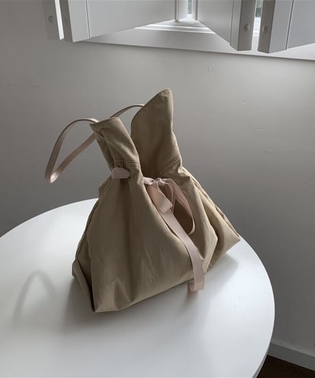 ribbon nylon tote bag/2color(ネコポス)