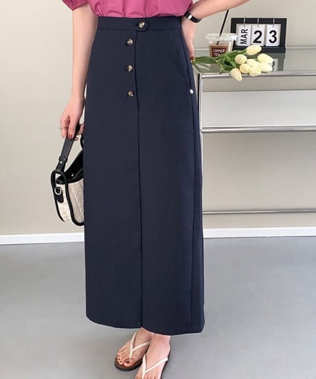 button pencil skirt/3color
