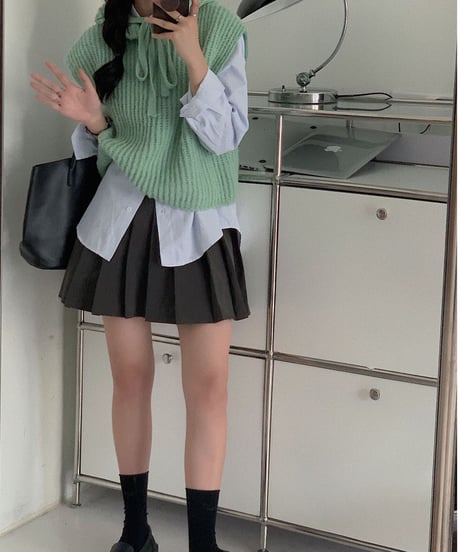 [OUTLET]hoodie knit vest/3color