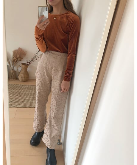 [ OUTLET]satin jacquard flare pants/2color