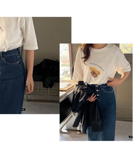 front button denim skirt/2color