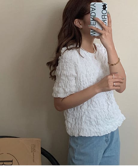 bubble U neck tee/4color