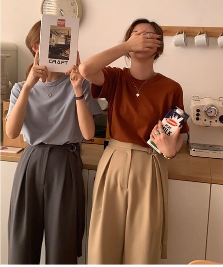 [OUTLET]side belt slacks/3color