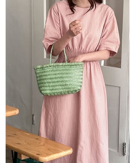 waist mark linen dress/3color