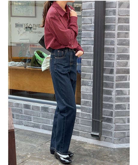 gingham check shirt/3color