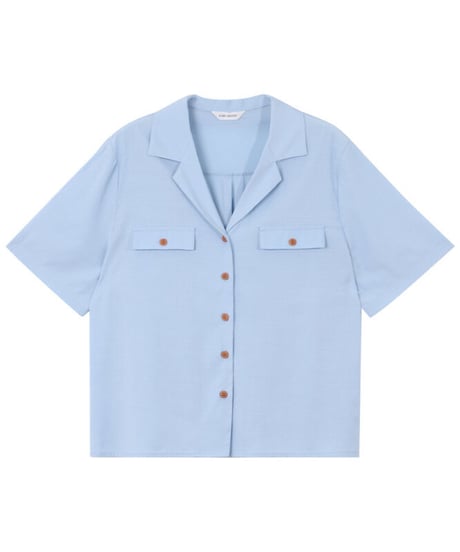 open collar half sleeve shirt/3color