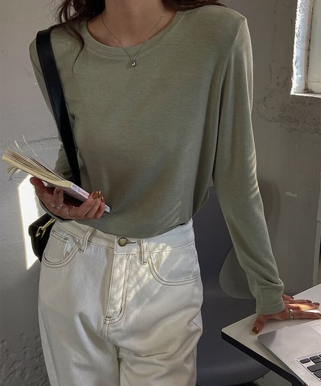 [OUTLET]color crew neck tops/6color