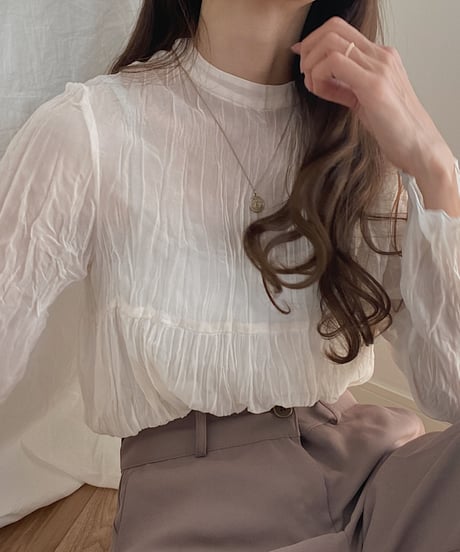 [OUTLET]chiffon pleats tops/4color（ネコポス対象）