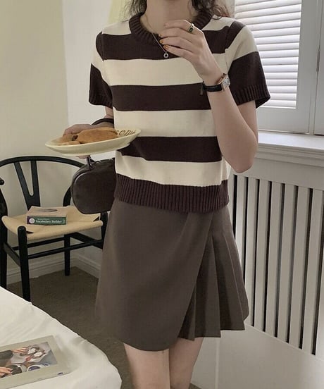 border knit tee/3color