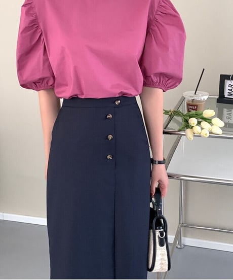 button pencil skirt/3color