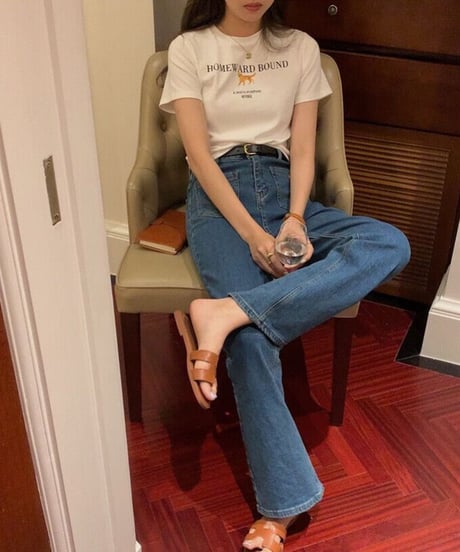 front pocket semi flare denim/2color