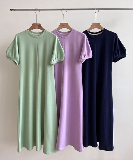 puff sleeve simple dress/3color