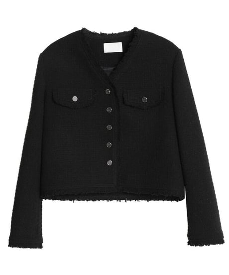 V neck tweed jacket/2color