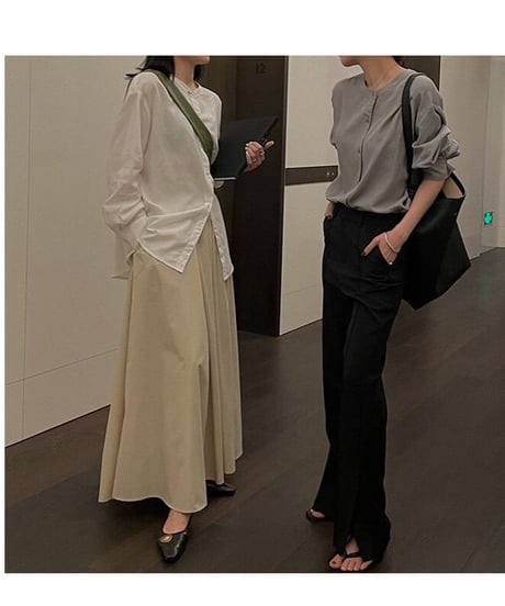 tuck flare maxi skirt/3color