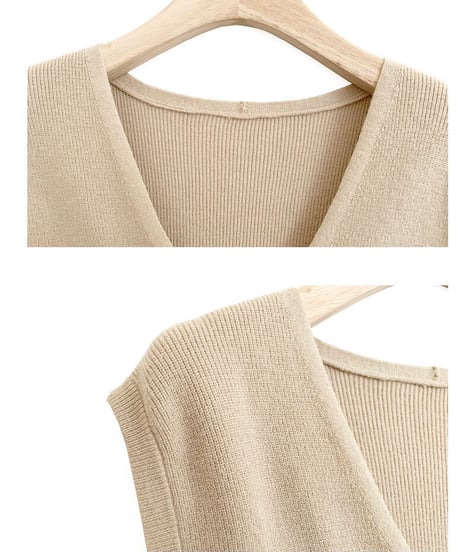 V neck button vest/2color