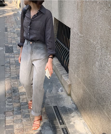 [OUTLET]gray straight denim