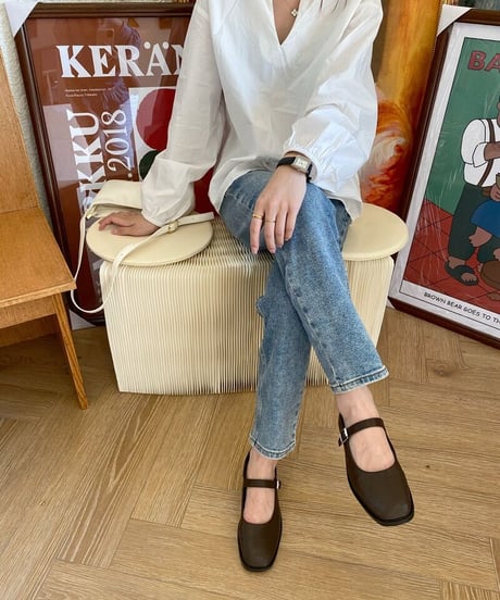 strap flat pumps/3color