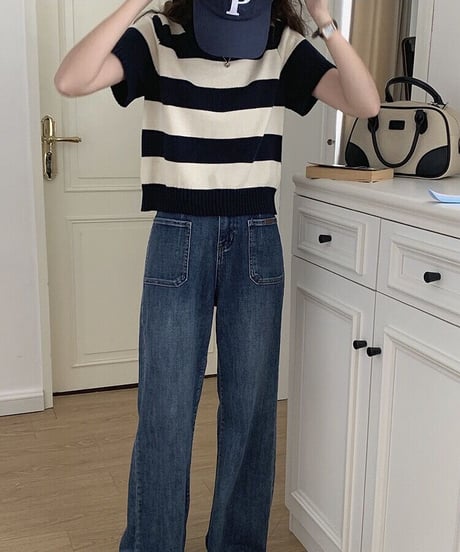 border knit tee/3color