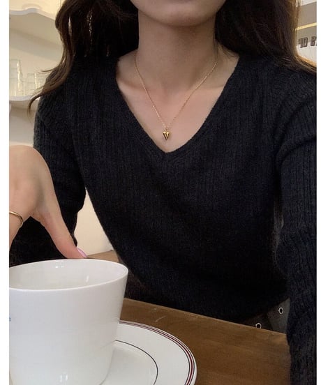 V neck knit long-T/4color(ネコポス)