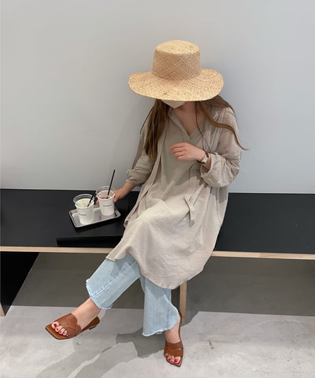 ribbon cotton tunic/4color