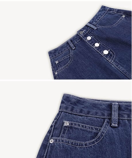 front button denim skirt/2color