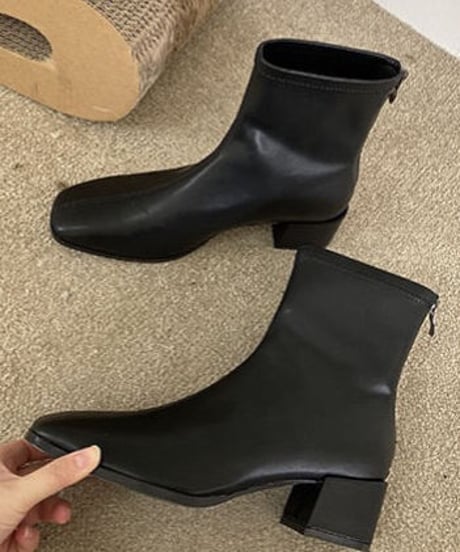 [OUTLET]eco leather short boots/3color