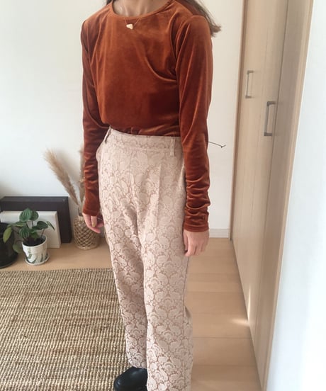 [ OUTLET]satin jacquard flare pants/2color