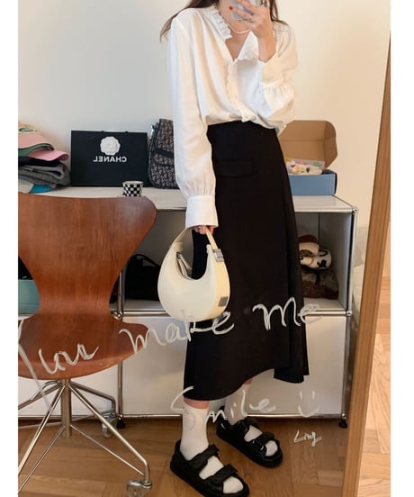 asymmetry design skirt/2color