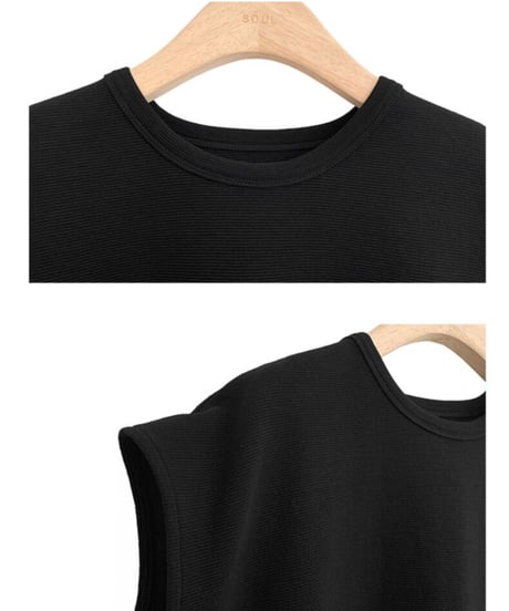 loose u neck vest tops/2color