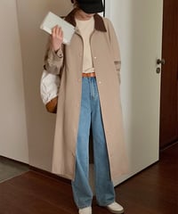 corduroy collar long coat