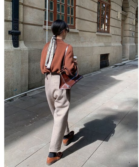 [OUTLET]herringbone wool slacks/2color