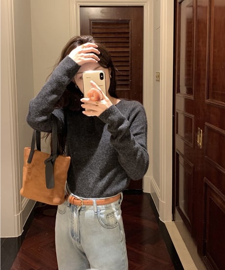 basic rib knit long-T/3color