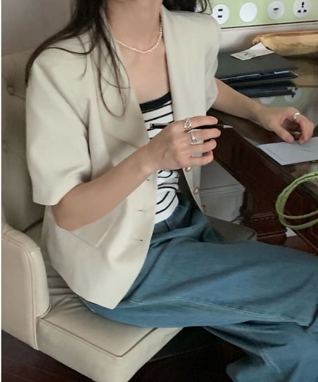 open collar jacket(half sleeve)/4color