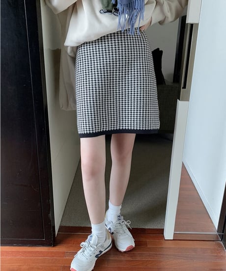knit short skirt/2color