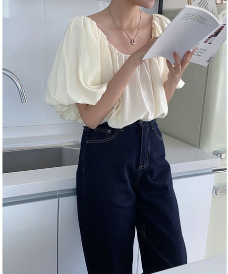 tulip sleeve blouse(half sleeve)/2color(ネコポス)