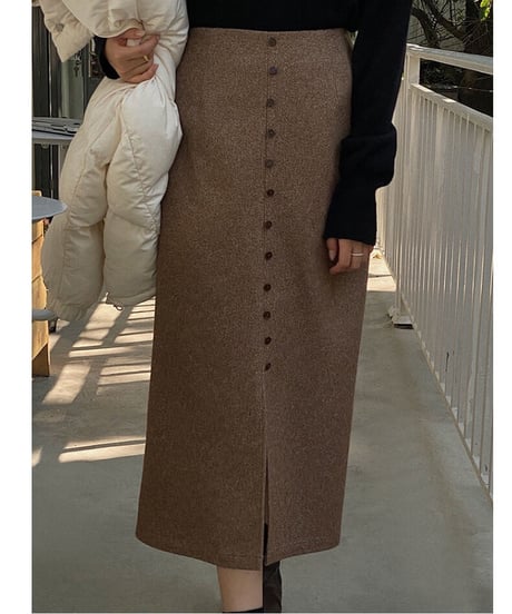 front button skirt/2color