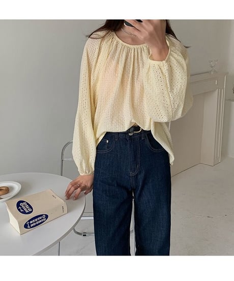 [OUTLET]cotton lace blouse