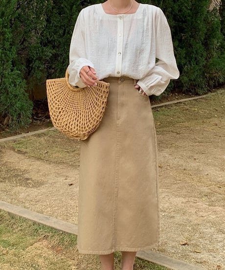 [OUTLET]A line color denim skirt/2color