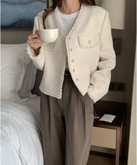 V neck tweed jacket/2color