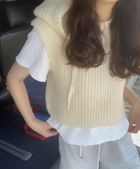 [OUTLET]hoodie knit vest/3color