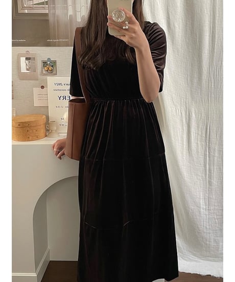 velour half sleeve dress/2color