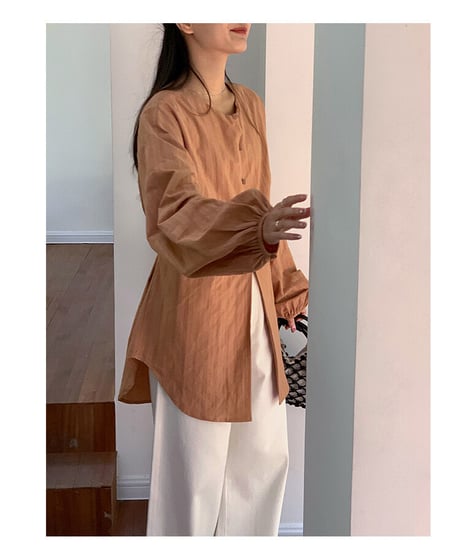 cotton linen long blouse/3color