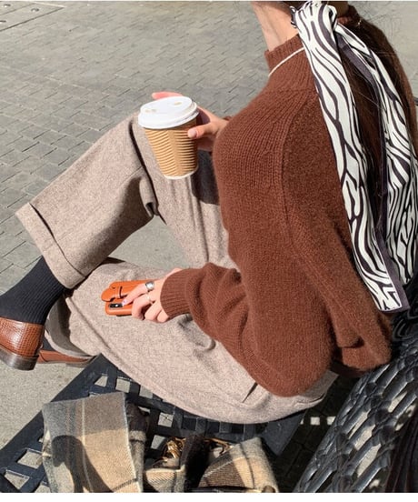 [OUTLET]herringbone wool slacks/2color