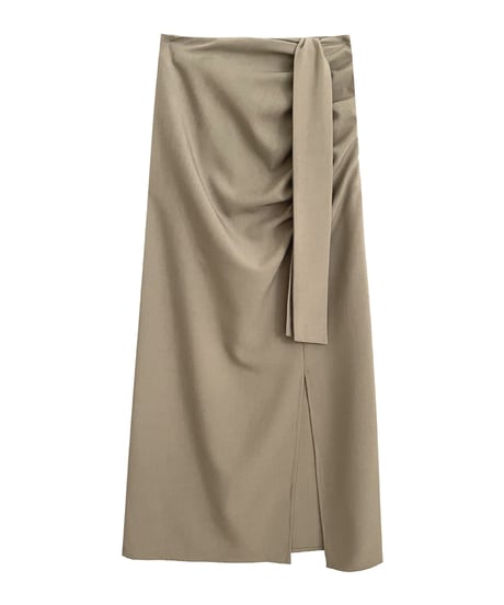 ribbon tight long skirt/2color