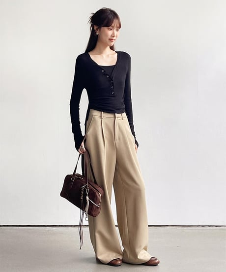 2way wrap layer slacks/2color