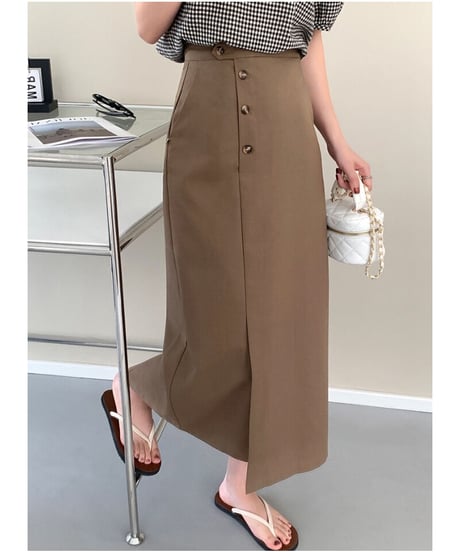 button pencil skirt/3color
