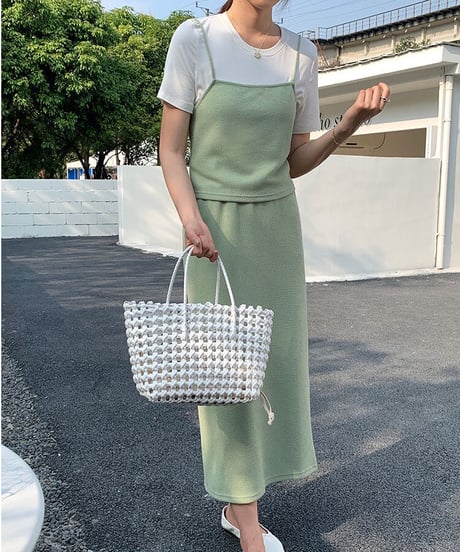 back lace up set up dress(上)/4color