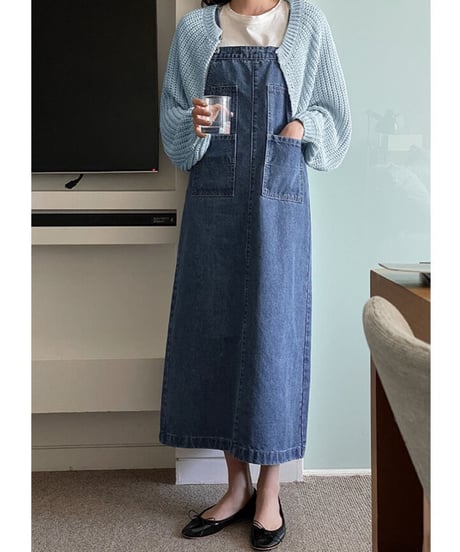 denim salopette skirt/4color